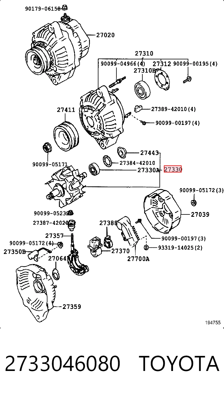 Якорь (ротор) генератора Toyota Corolla VERSO минивэн (R10) (2004 - 2009) цена, от 48.20 USD