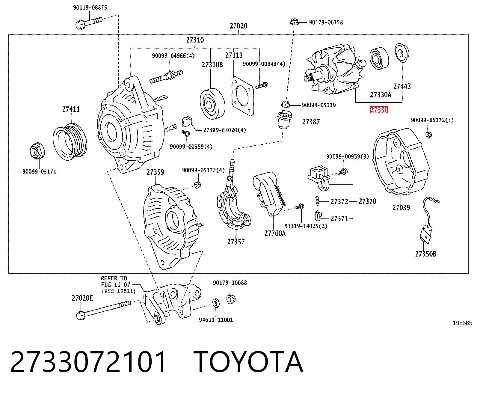 Якорь генератора на Toyota Corolla  E12