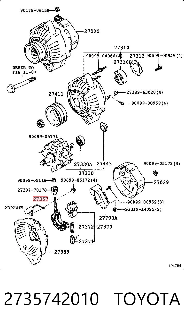 2735742010 Toyota Выпрямитель генератора