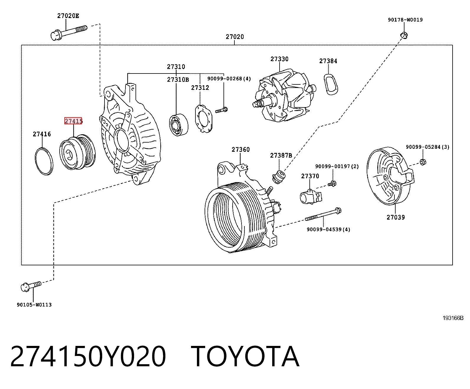 Шкив генератора 274150Y020 Daihatsu