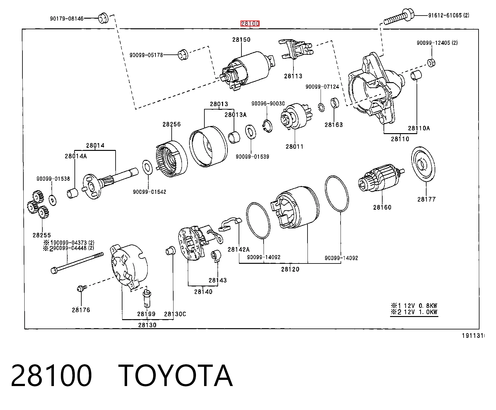 28100 Toyota Стартер автомобиля