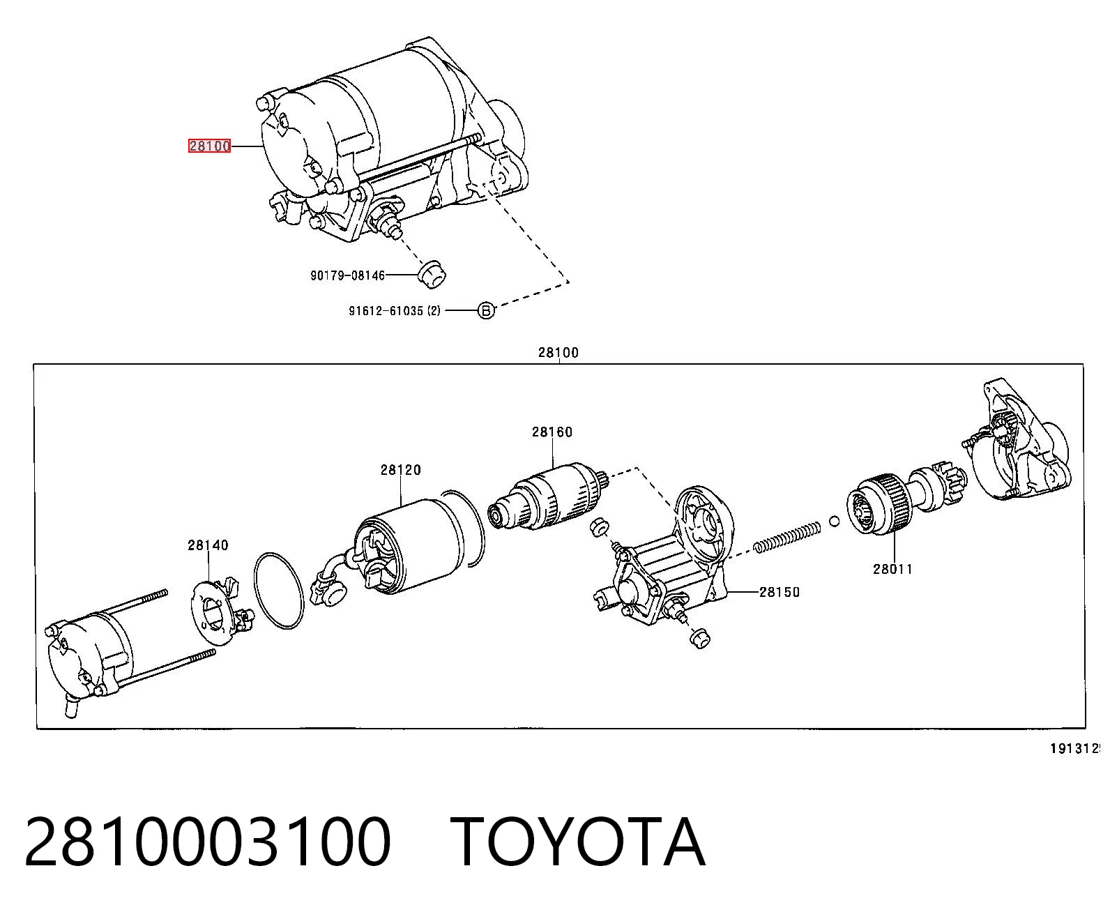 2810003100 Toyota Стартер автомобиля