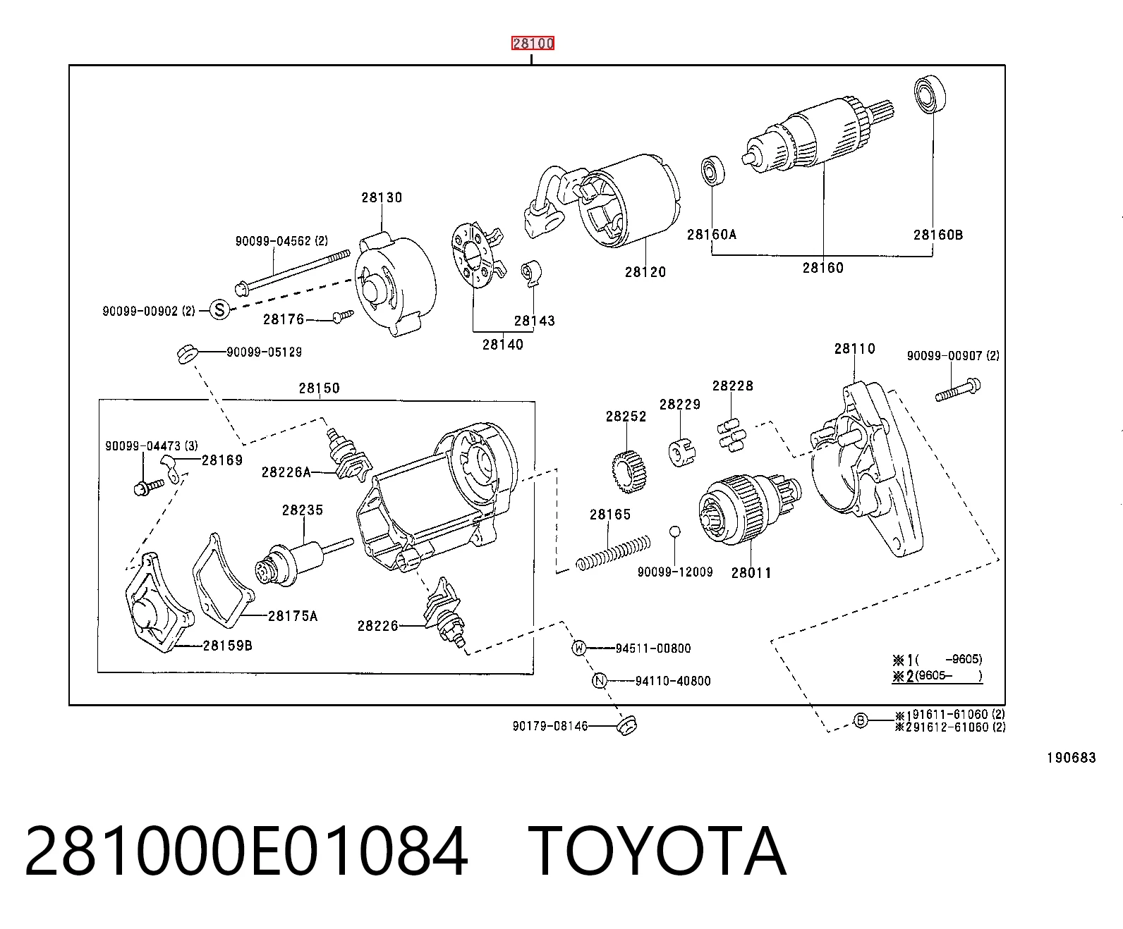 Стартер автомобиля на Toyota Corolla  