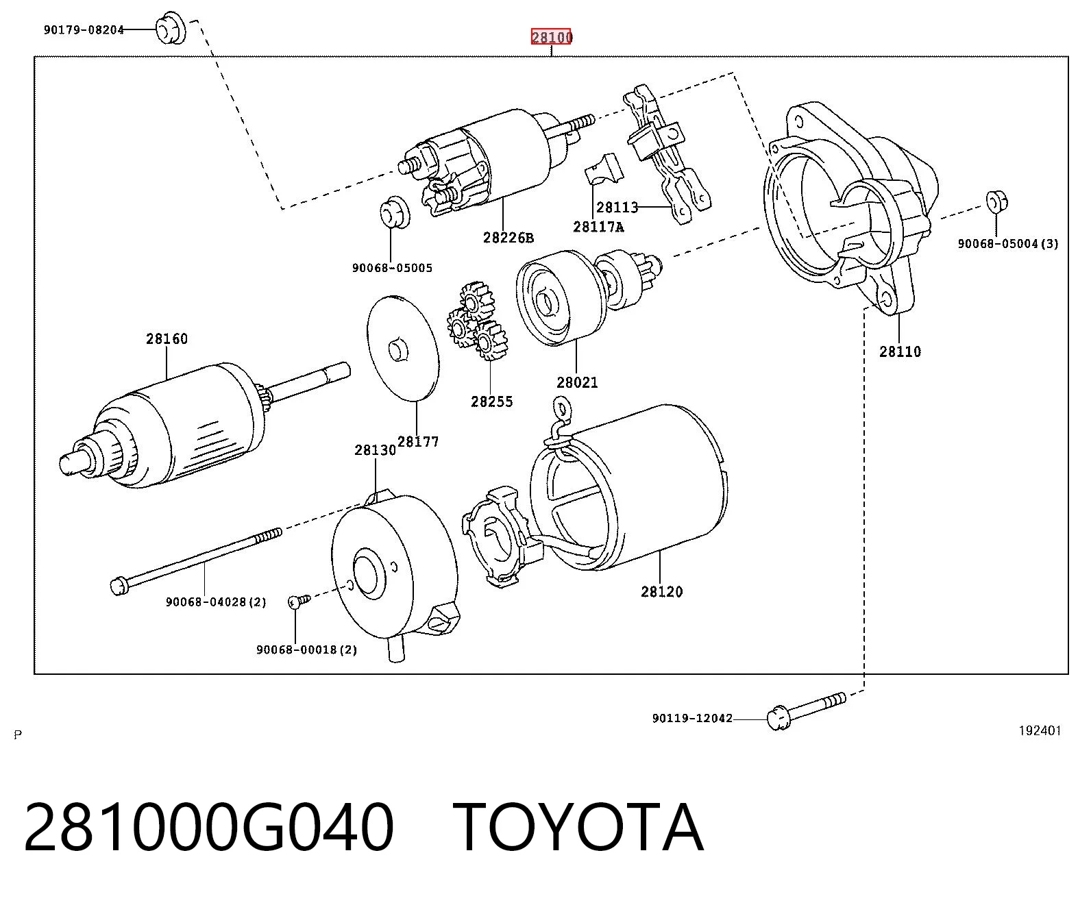 281000G040 Toyota Стартер автомобиля