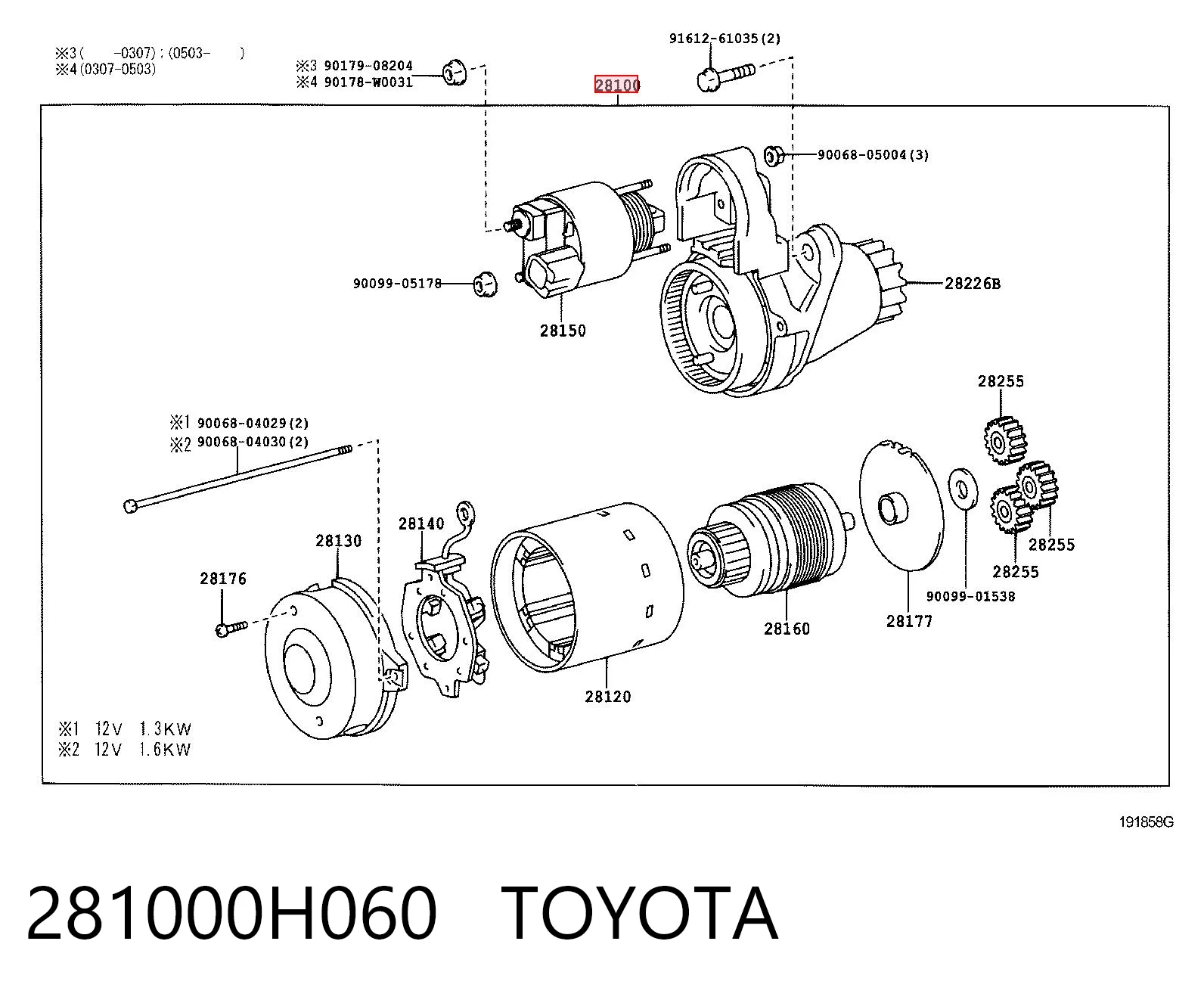 281000H060 Toyota Стартер автомобиля