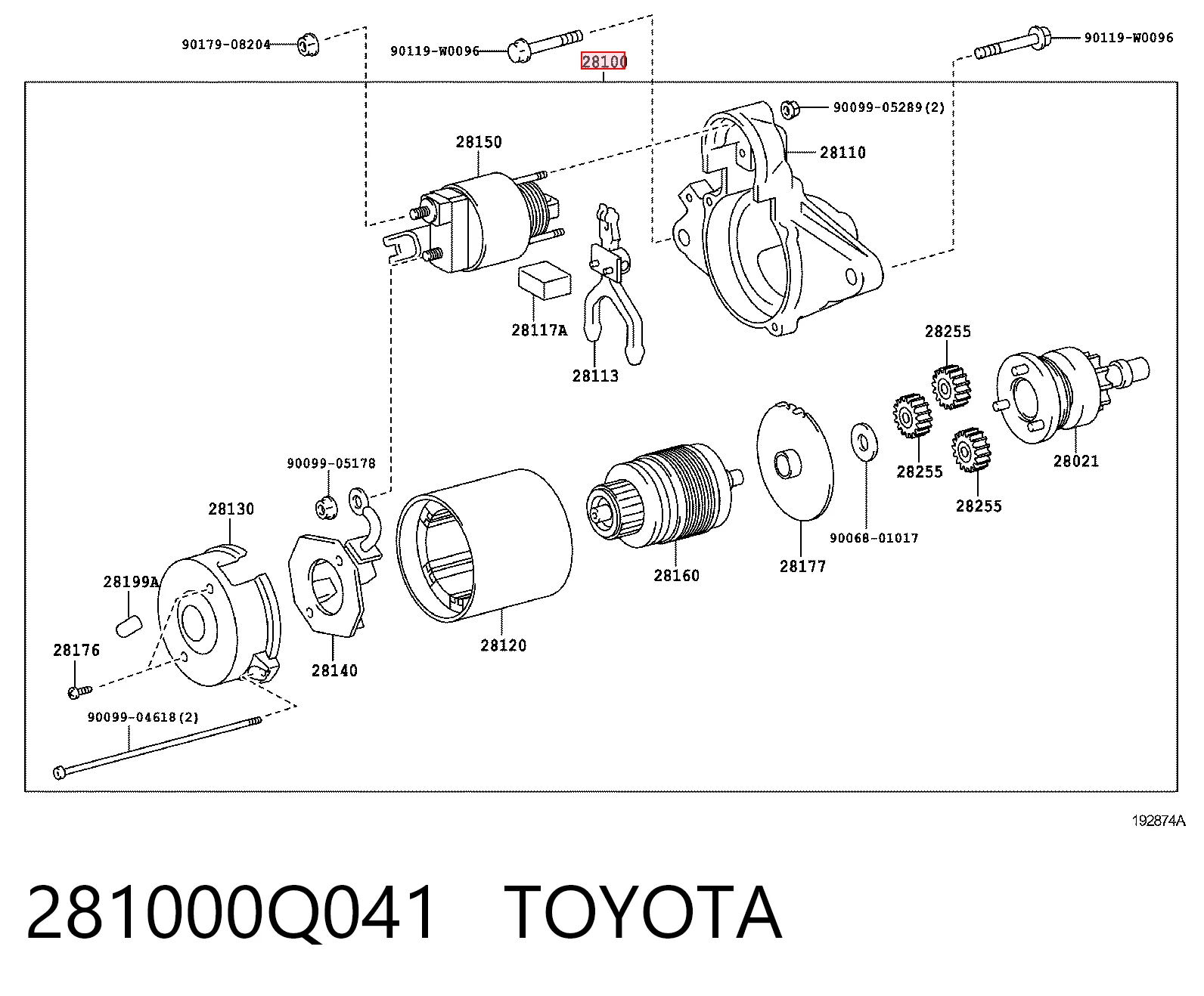 281000Q041 Toyota Стартер автомобиля
