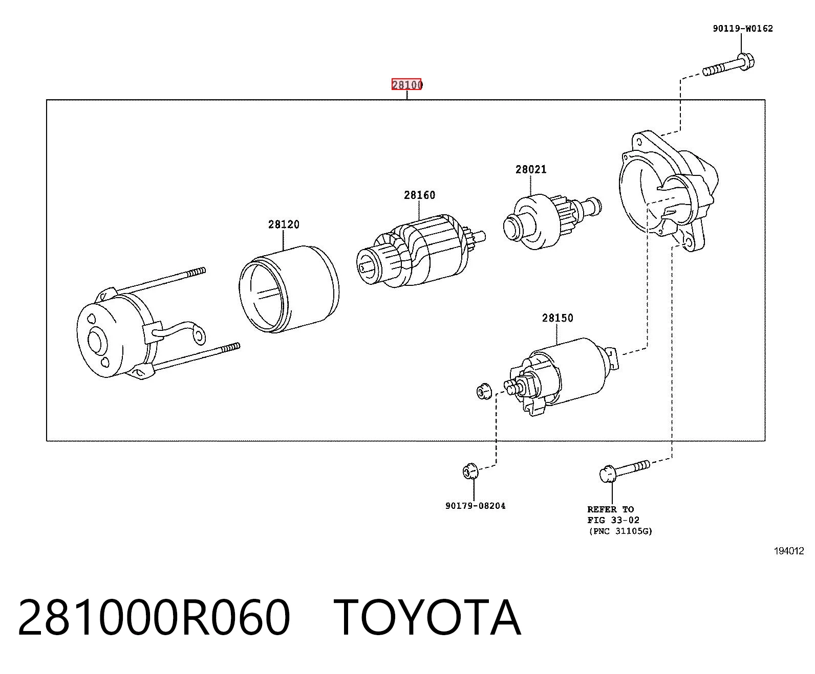 281000R060 Toyota Стартер автомобиля