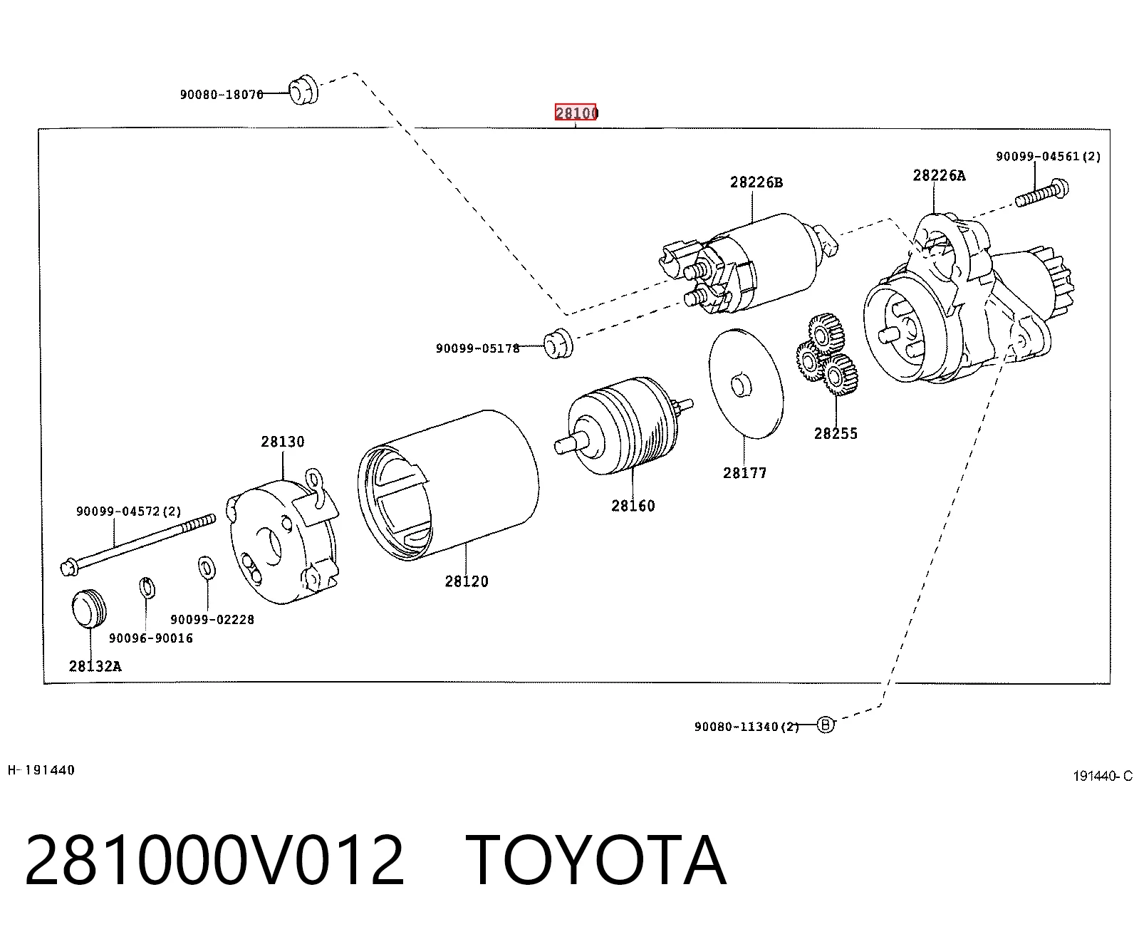 281000V012 Toyota Стартер автомобиля