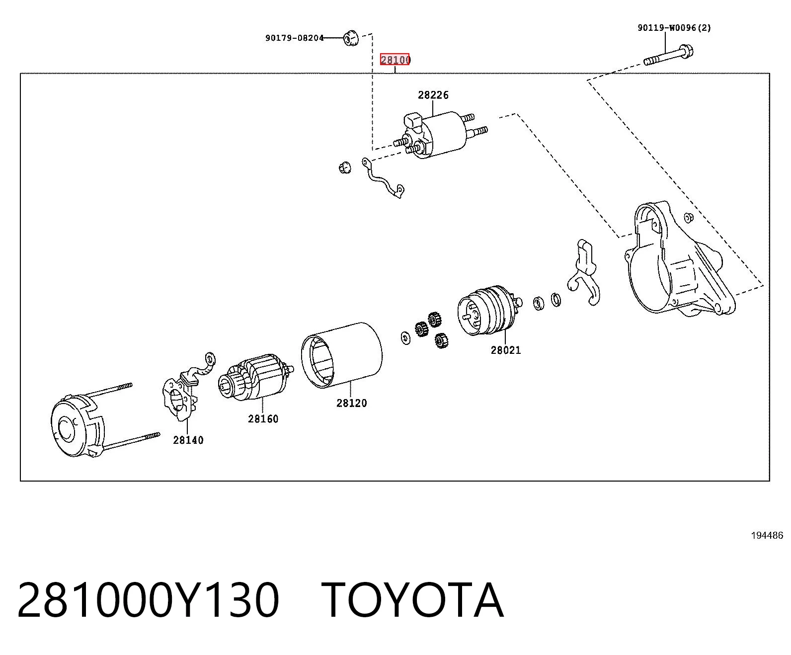 281000Y130 Toyota Стартер автомобиля