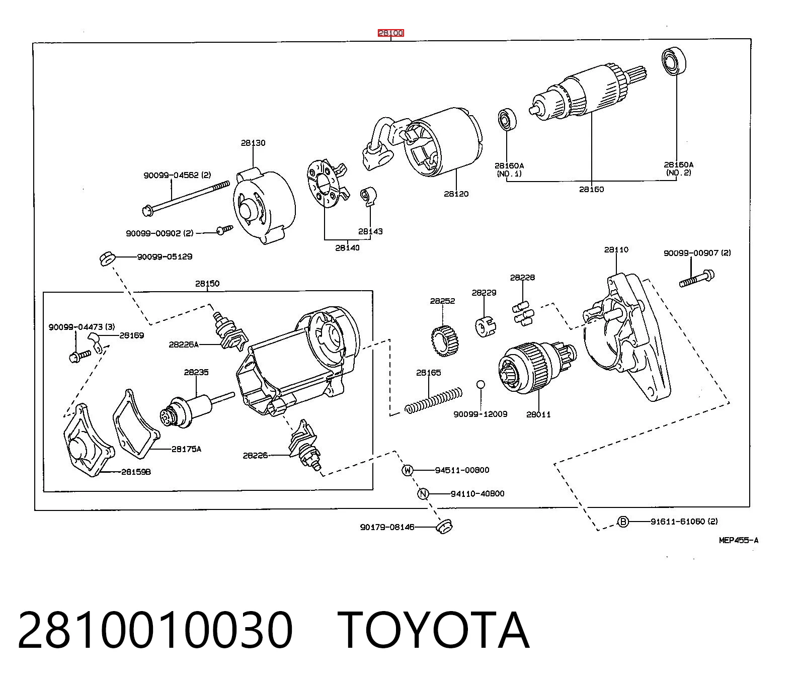 2810010030 Toyota Стартер автомобиля