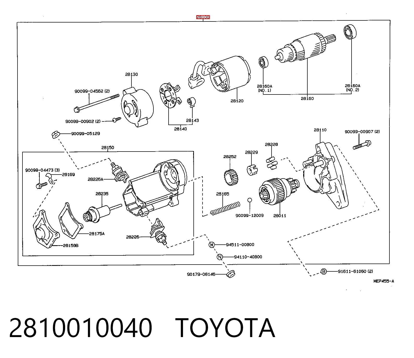 2810010040 Toyota Стартер автомобиля