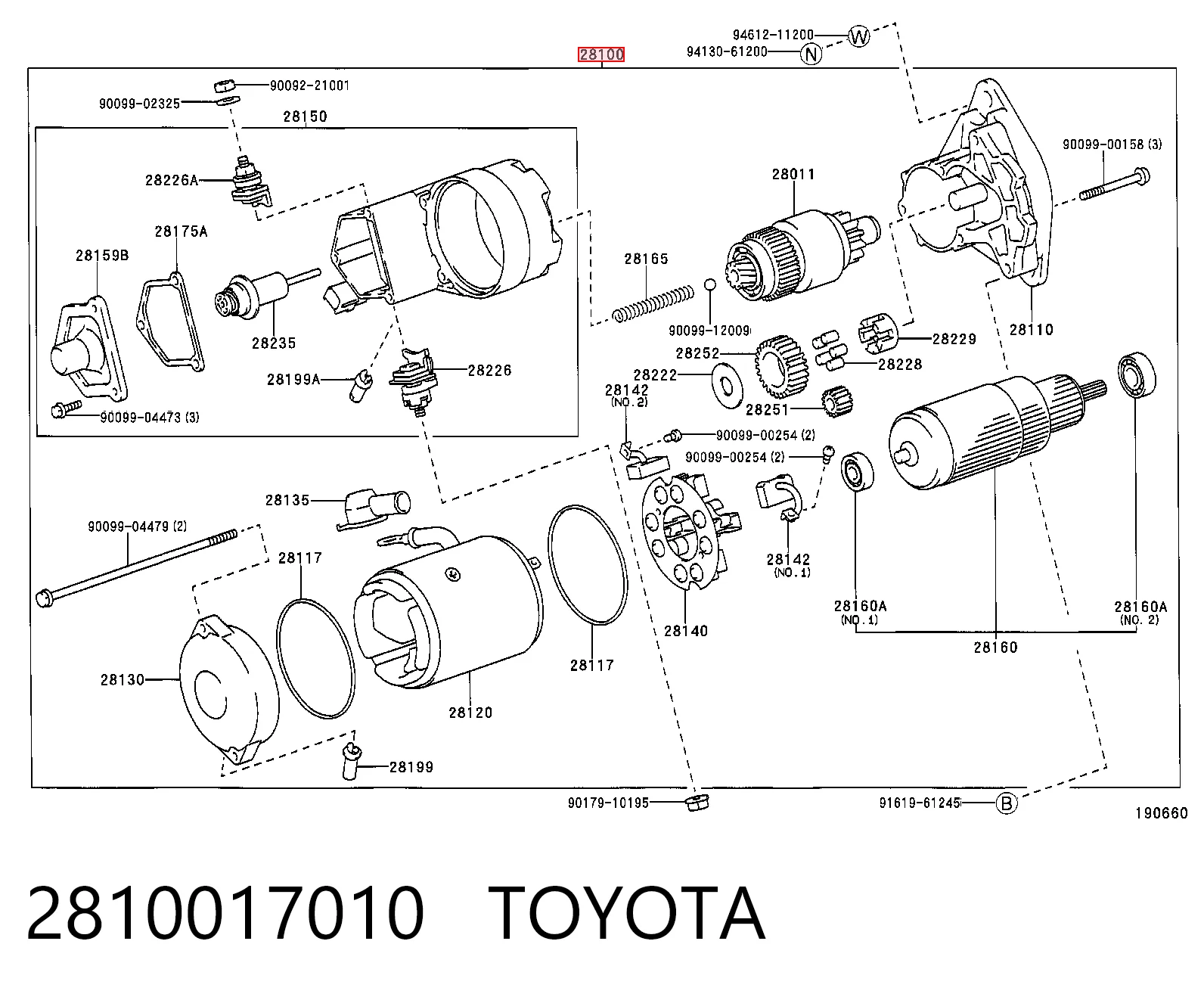 2810017010 Toyota Стартер автомобиля