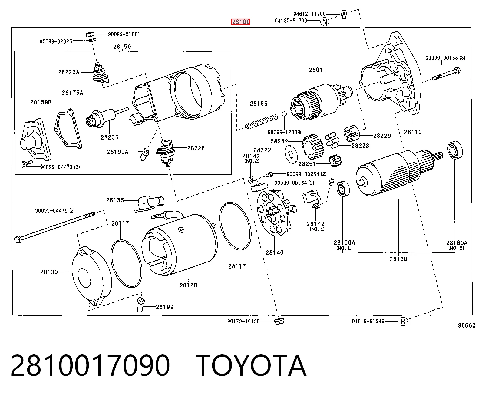 2810017090 Toyota Стартер автомобиля