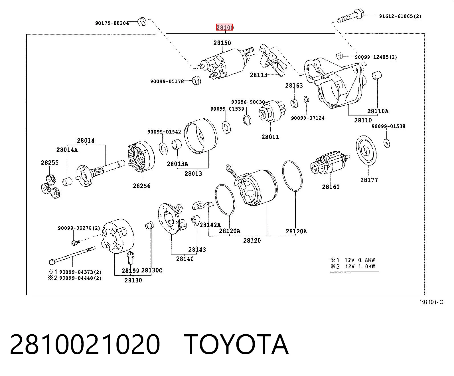 2810021020 Toyota Стартер автомобиля