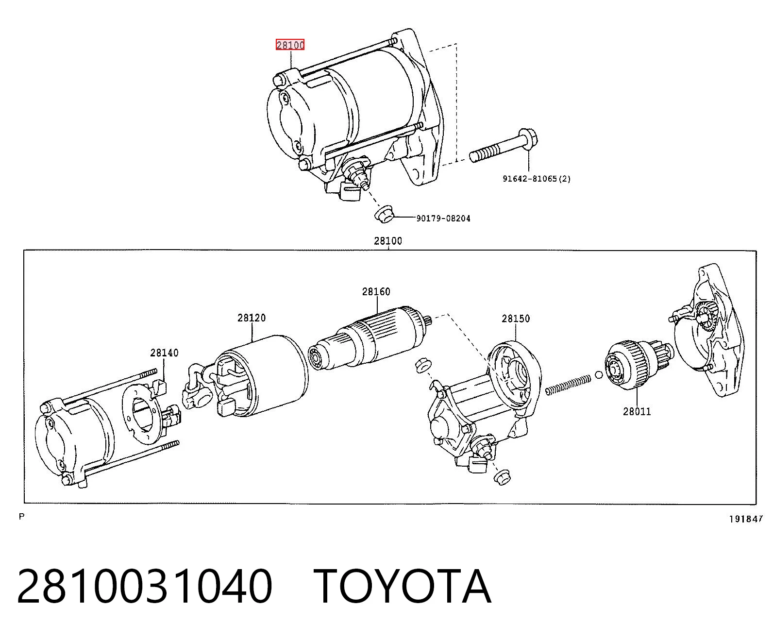 2810031040 Toyota Стартер автомобиля