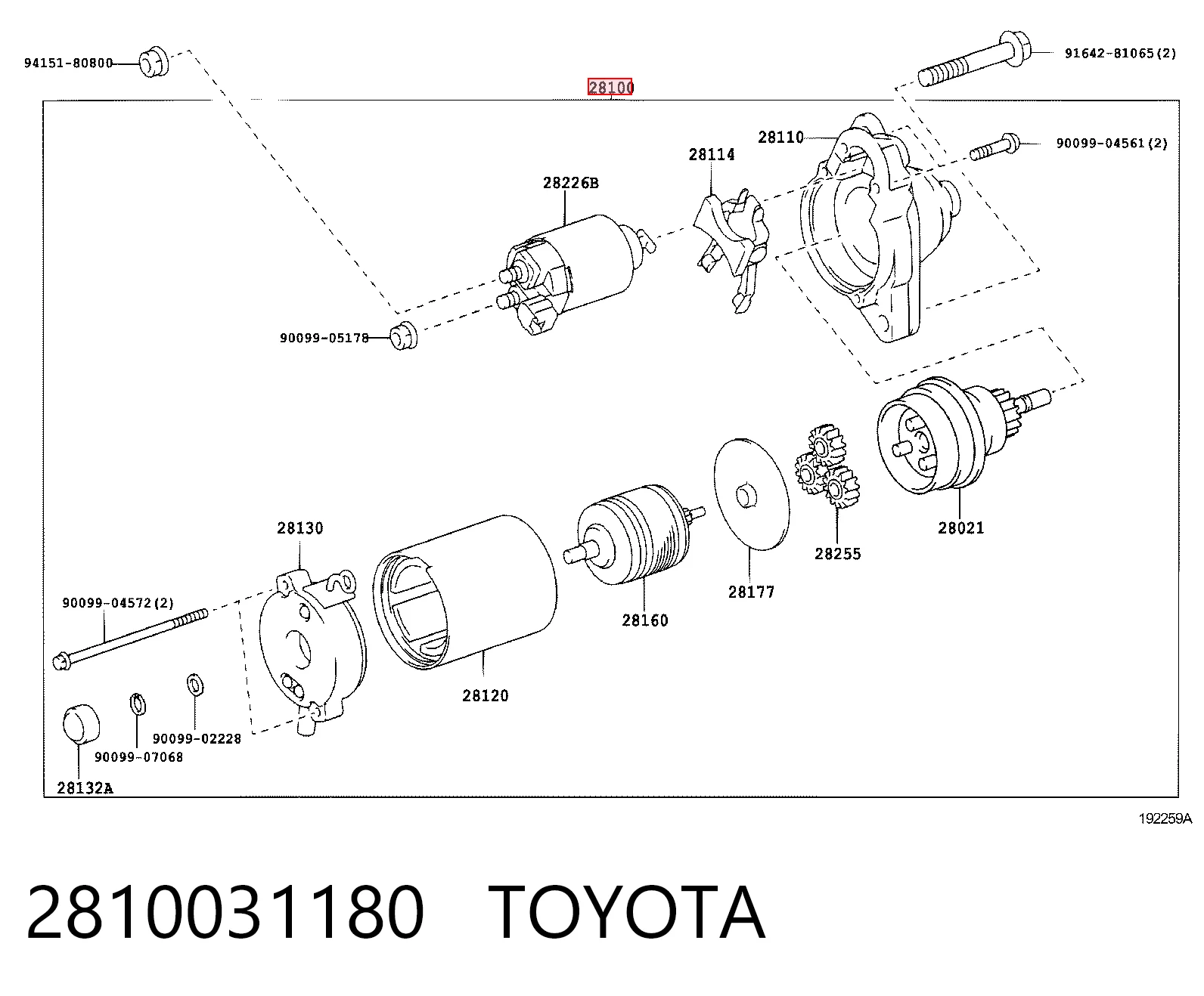 2810031180 Toyota Стартер автомобиля