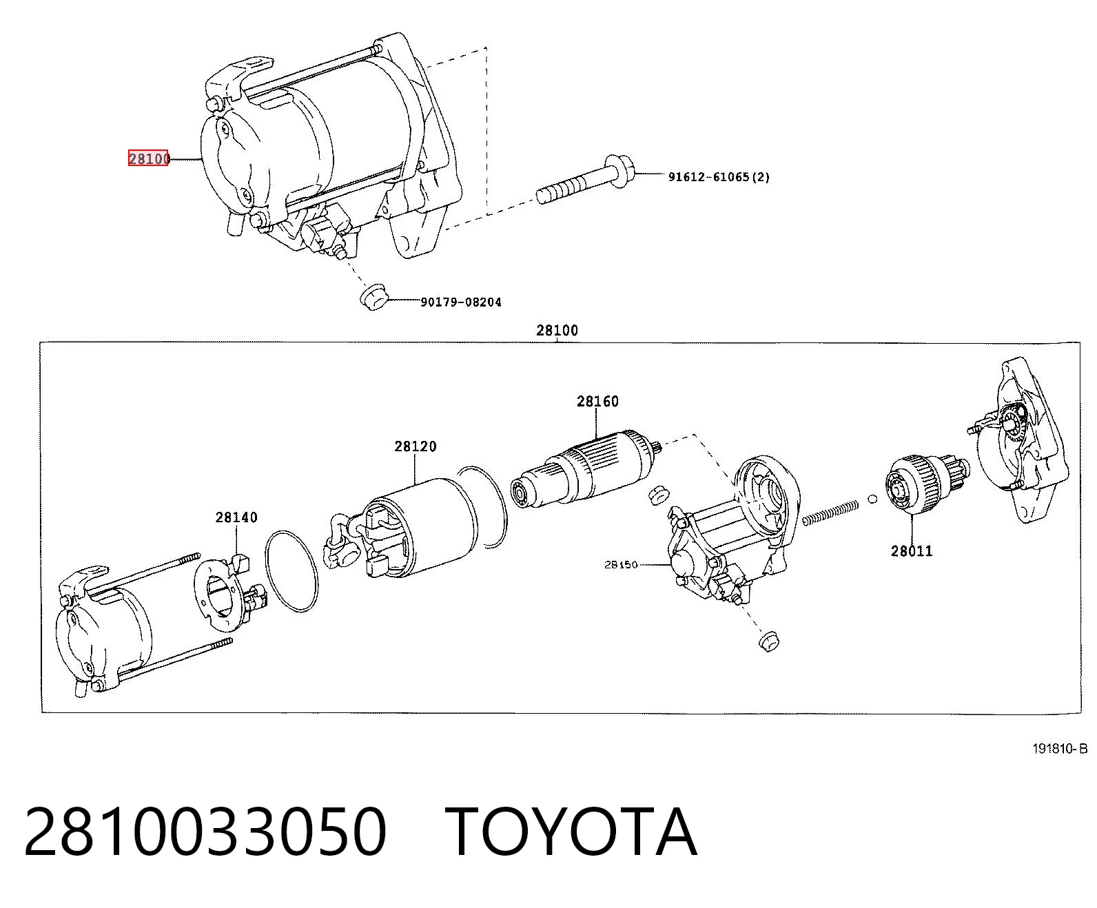 2810033050 Toyota Стартер автомобиля