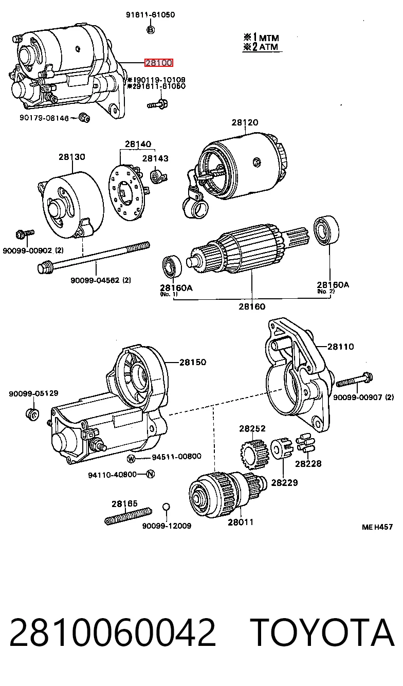 2810060042 Toyota Стартер автомобиля