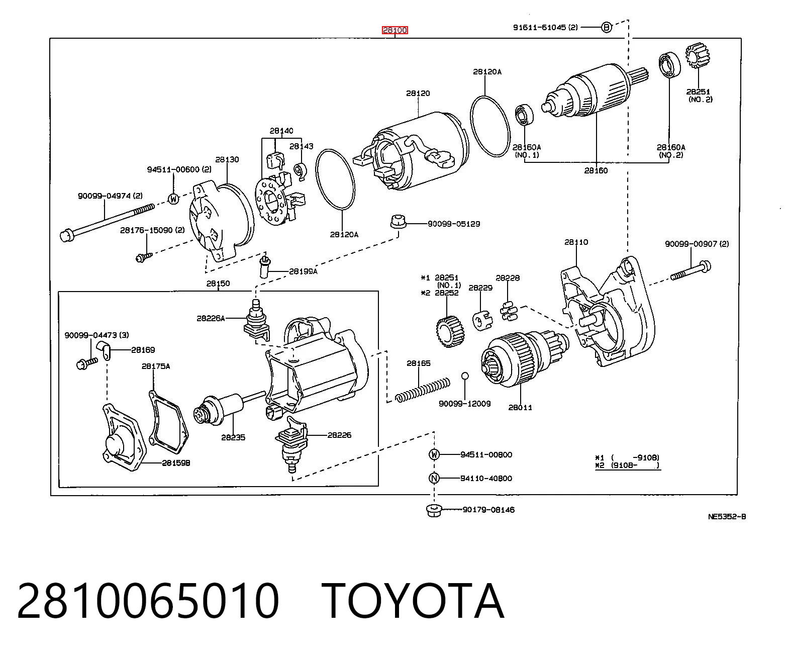 2810065010 Toyota Стартер автомобиля