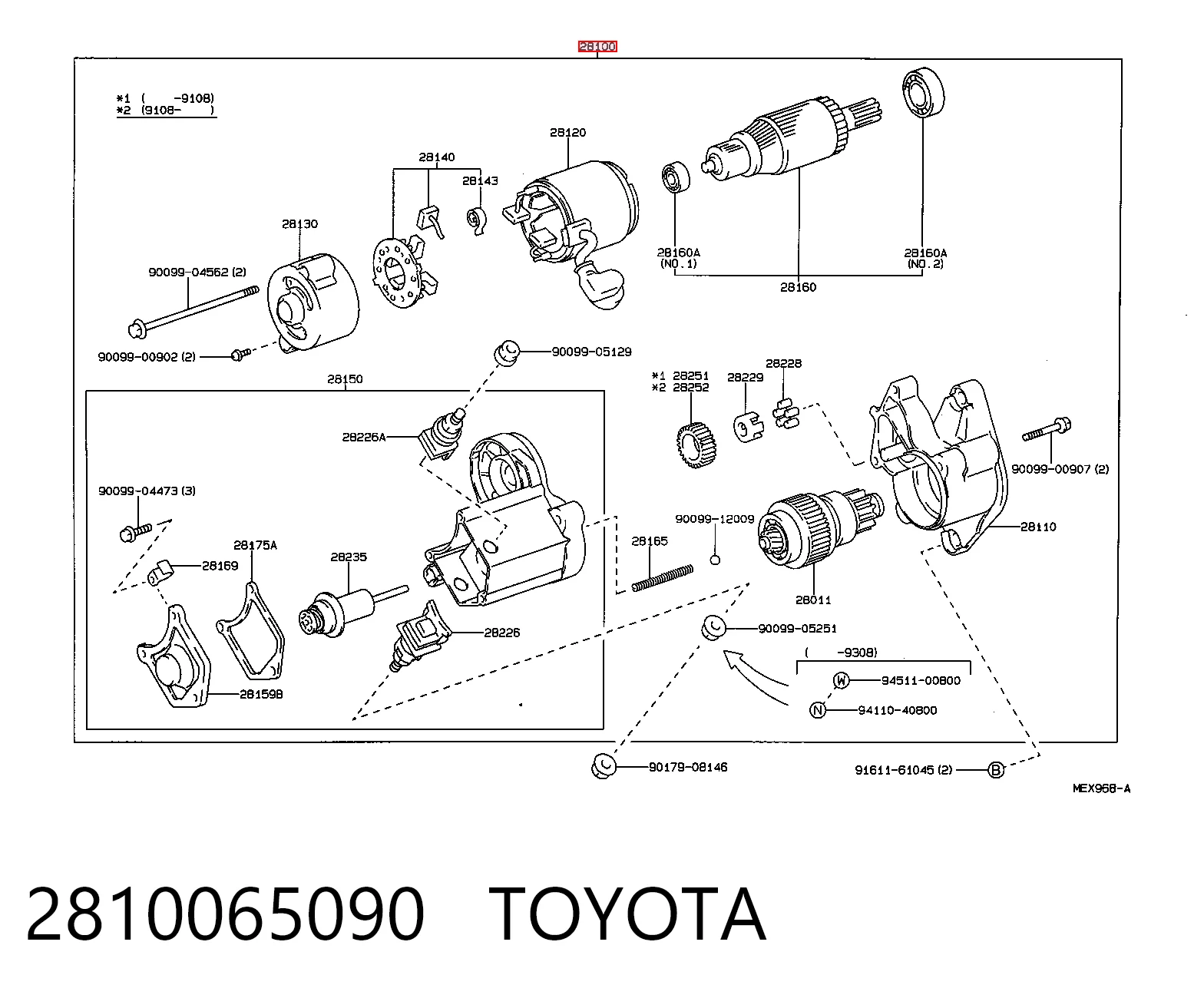 2810065090 Toyota Стартер автомобиля