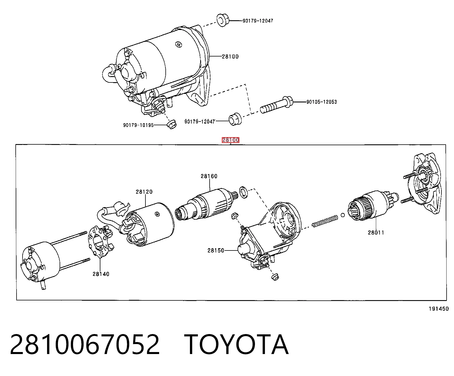 2810067052 Toyota Стартер автомобиля