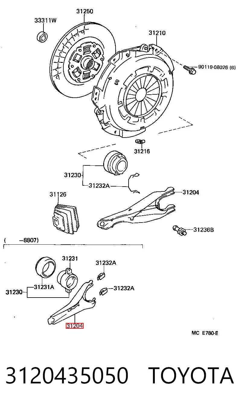 3120435050 Toyota Вилка сцепления