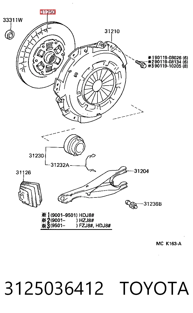 Диск сцепления ведомый на Toyota Land Cruiser 80 J8