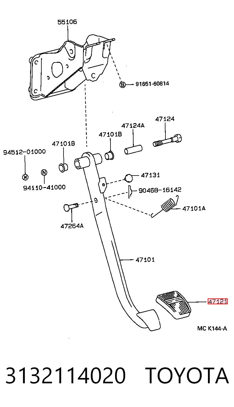 3132114020 Toyota Накладка педали сцепления