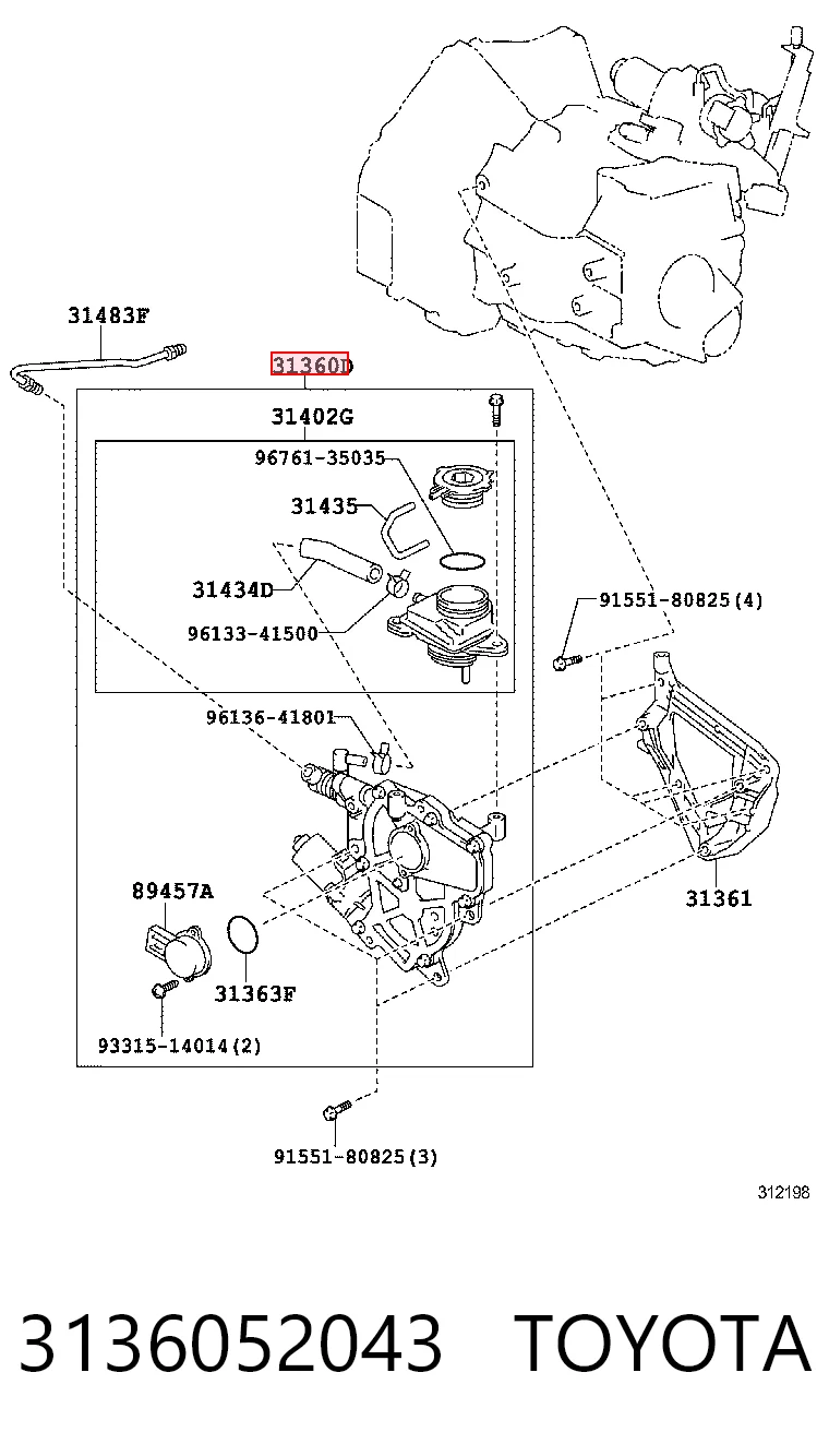 Привод сцепления Subaru 3136052044
