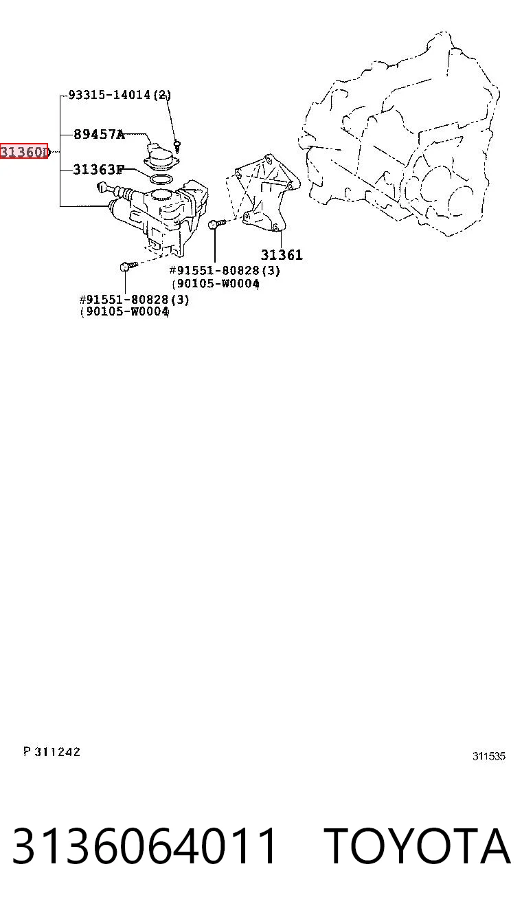 3136064011 Toyota Сервопривод сцепления