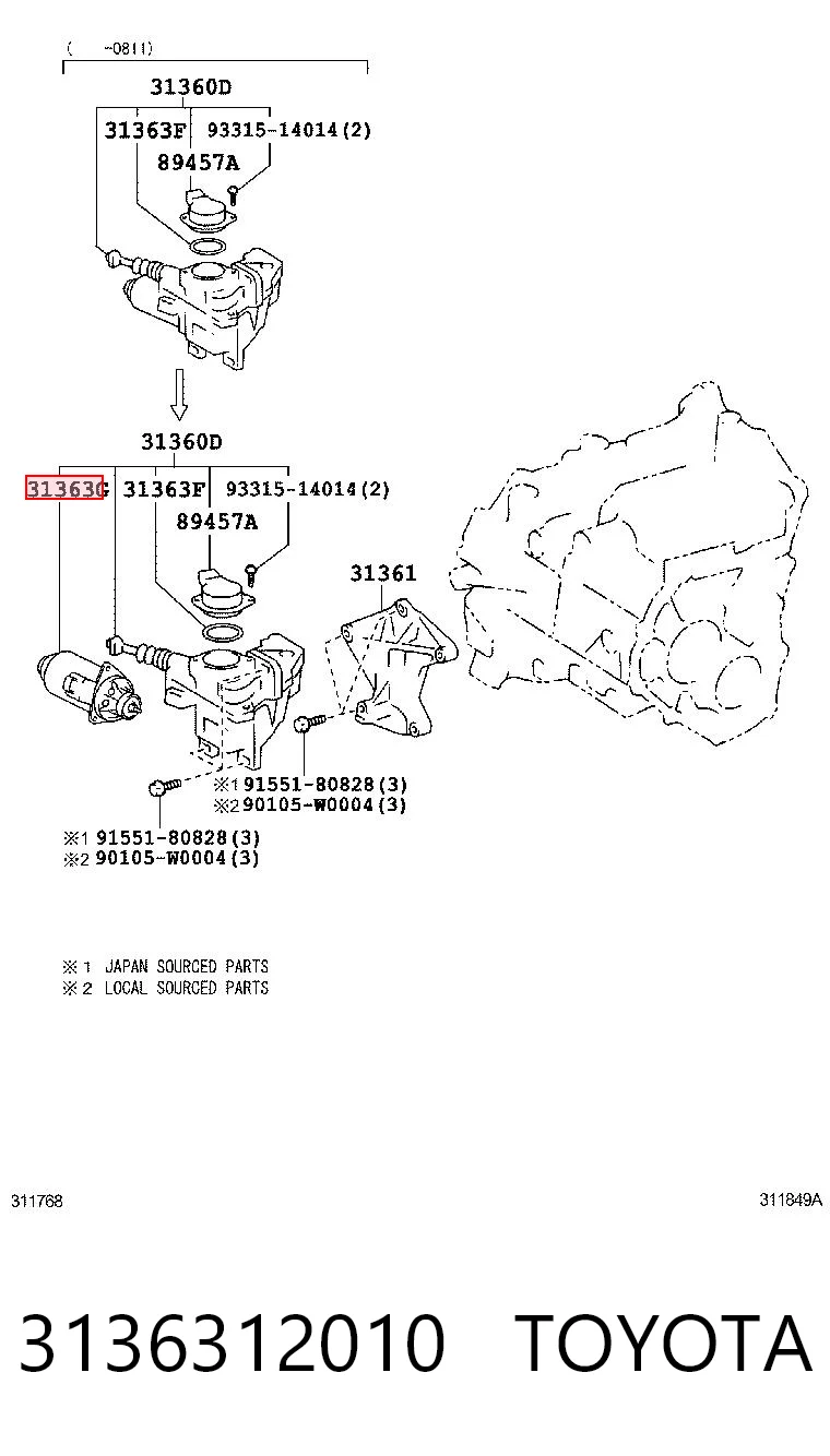 3136312010 Toyota Электромотор актуатора включения сцепления