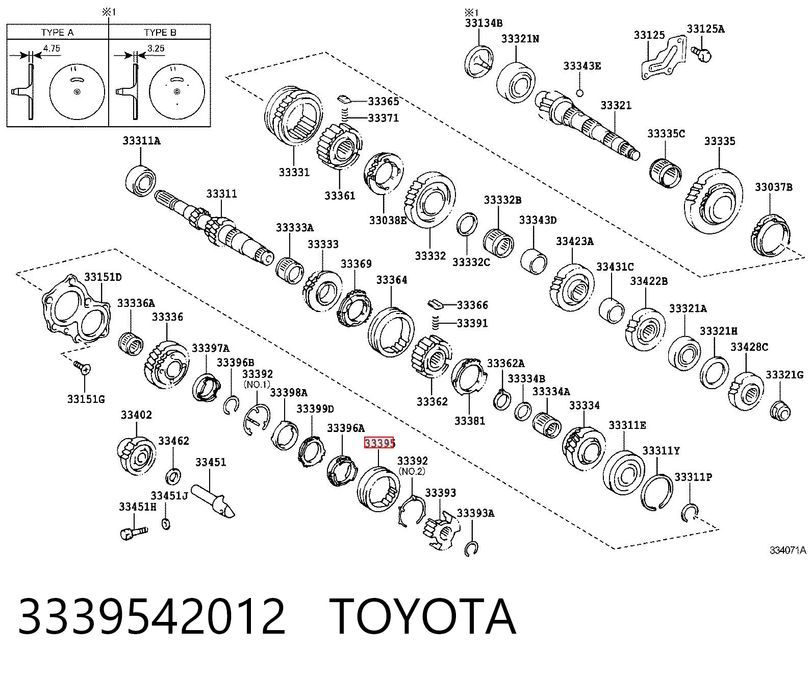 3339542012 Toyota Муфта синхронизатора, наружная обойма 5-й передачи
