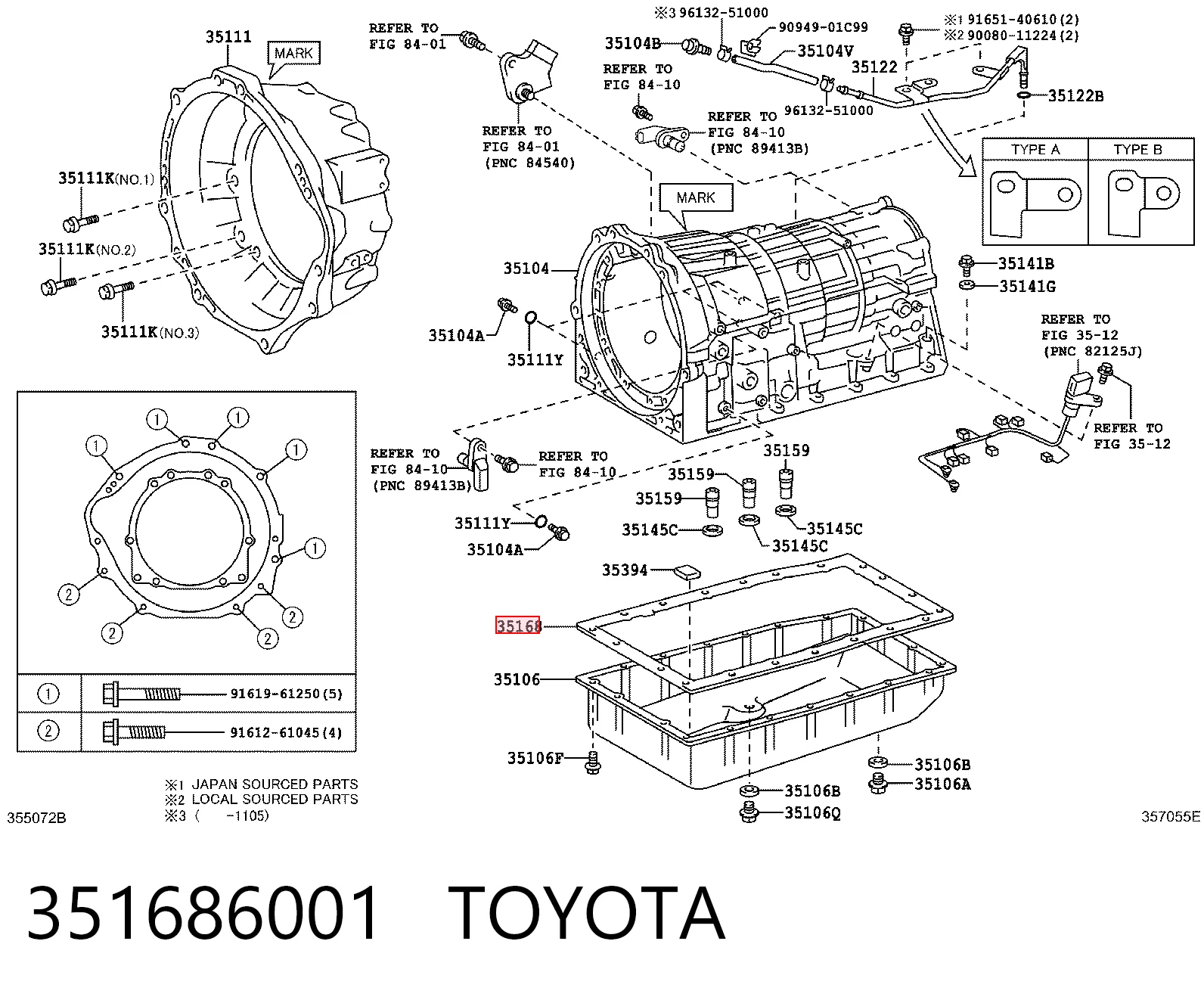 351686001 Toyota Прокладка поддона АКПП/МКПП