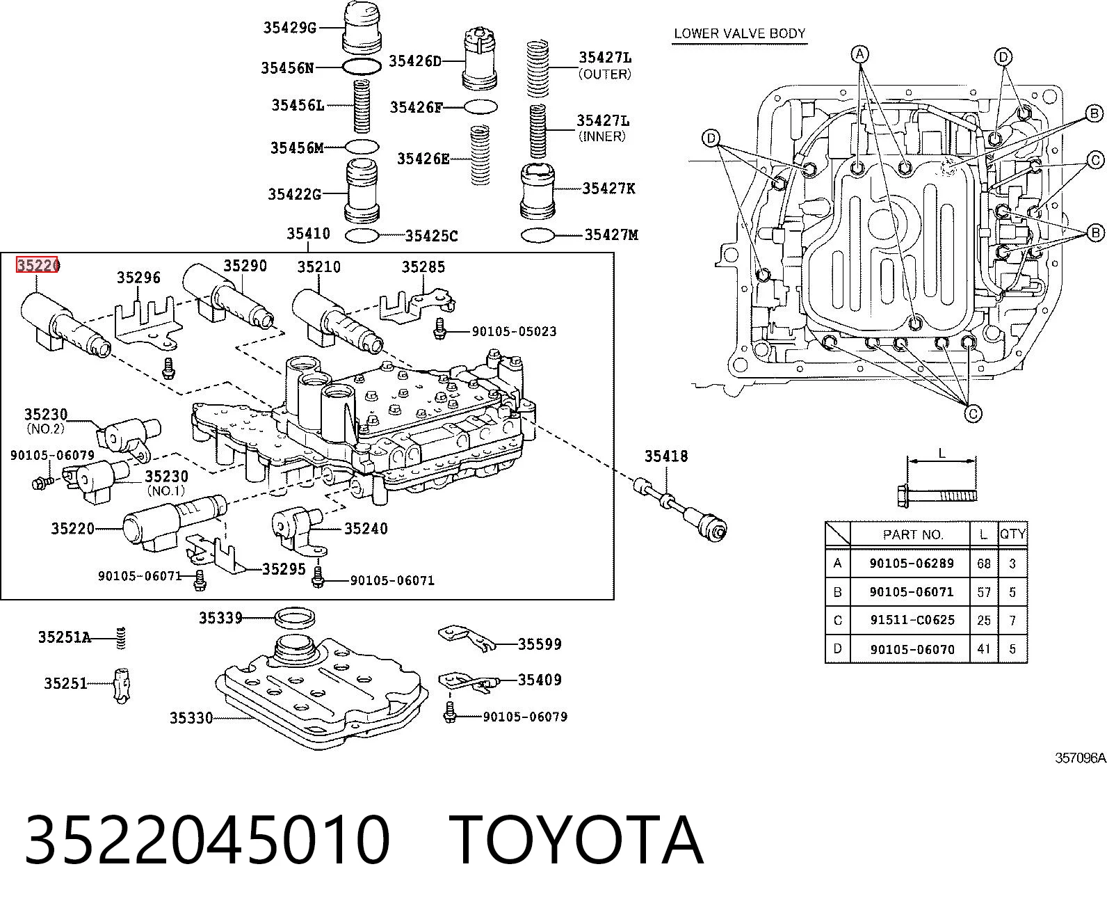3522045010 Toyota Соленоид автомата