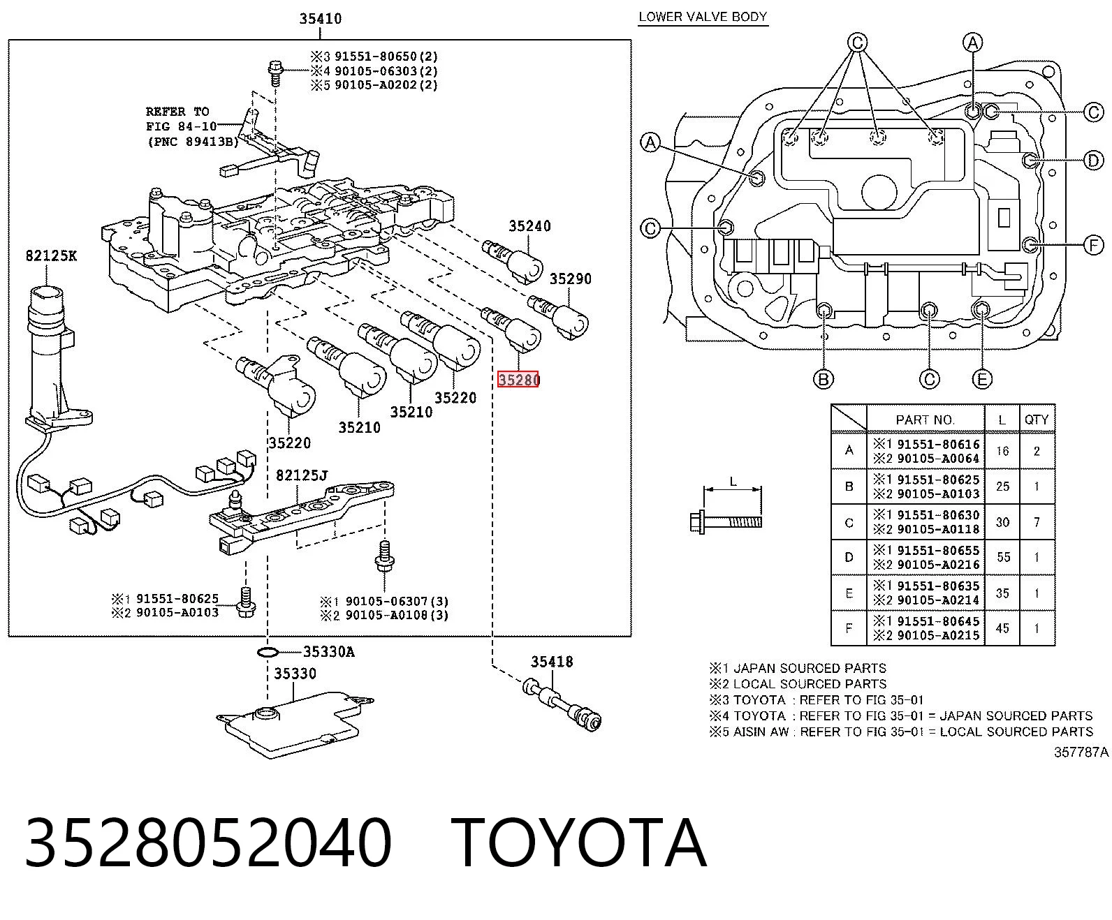 3528052040 Toyota Соленоид автомата
