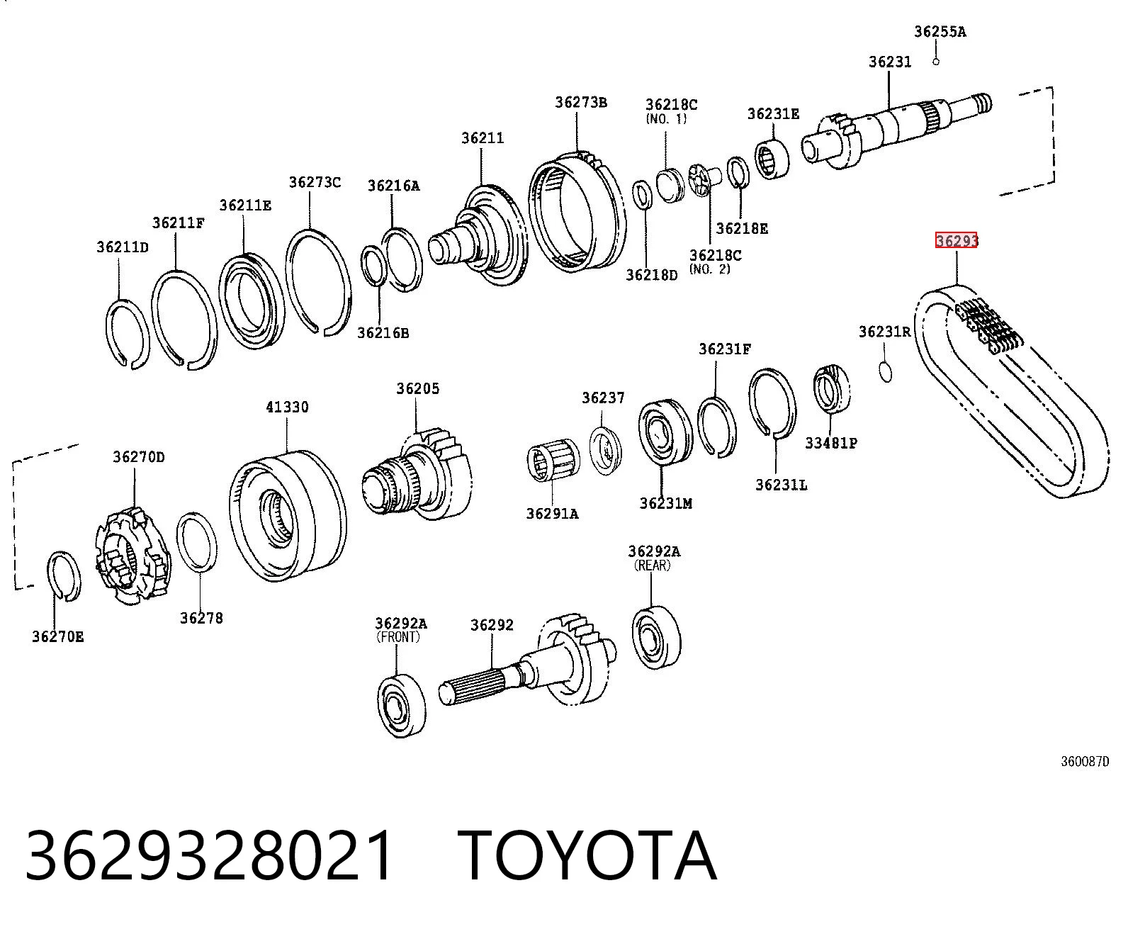 3629328021 Toyota Цепь привода раздатки