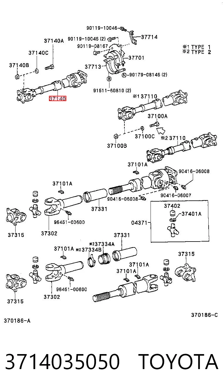 3714035050 Toyota Передний карданный вал