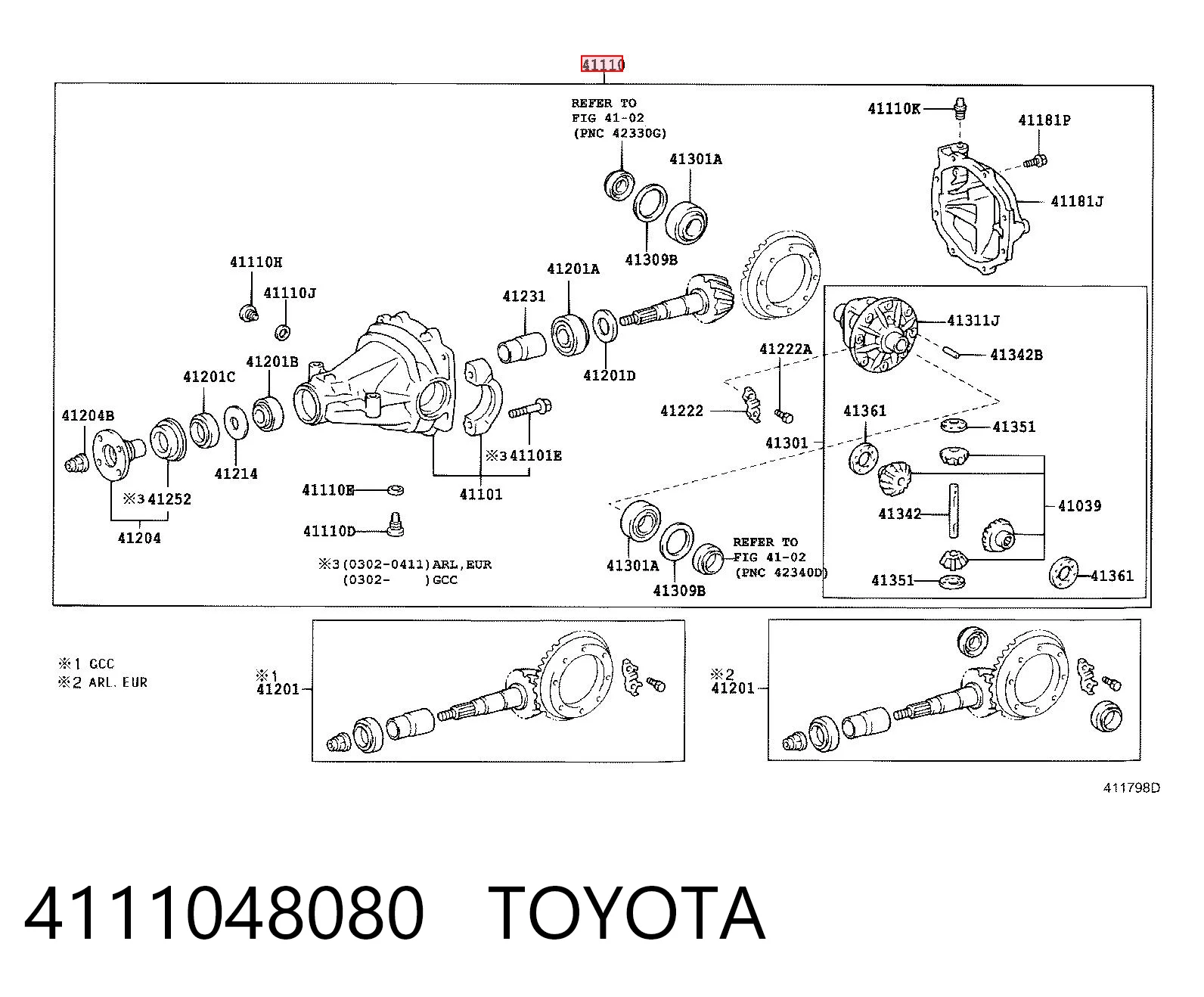 4111048080 Toyota Задний дифференциал редуктор