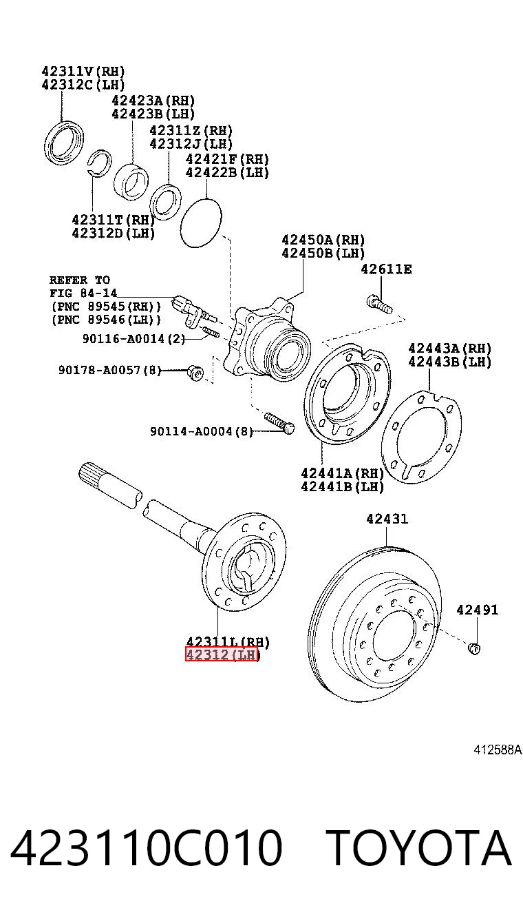 423110C010 Toyota Полуось задняя левая