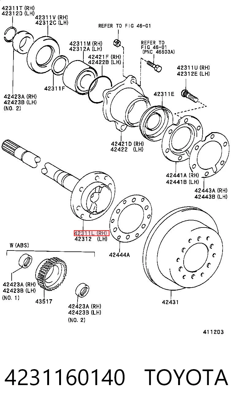 4231160140 Toyota Привод задний