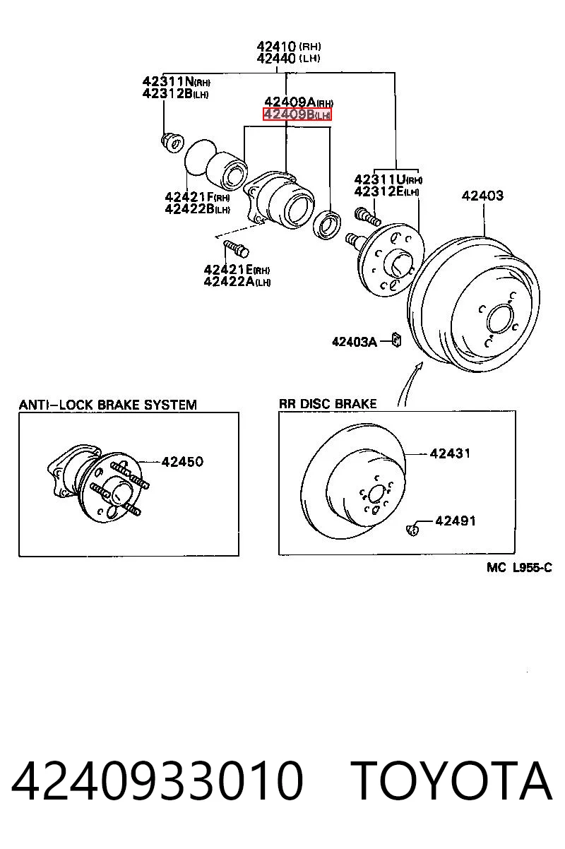 4240933010 Toyota Ступица задняя