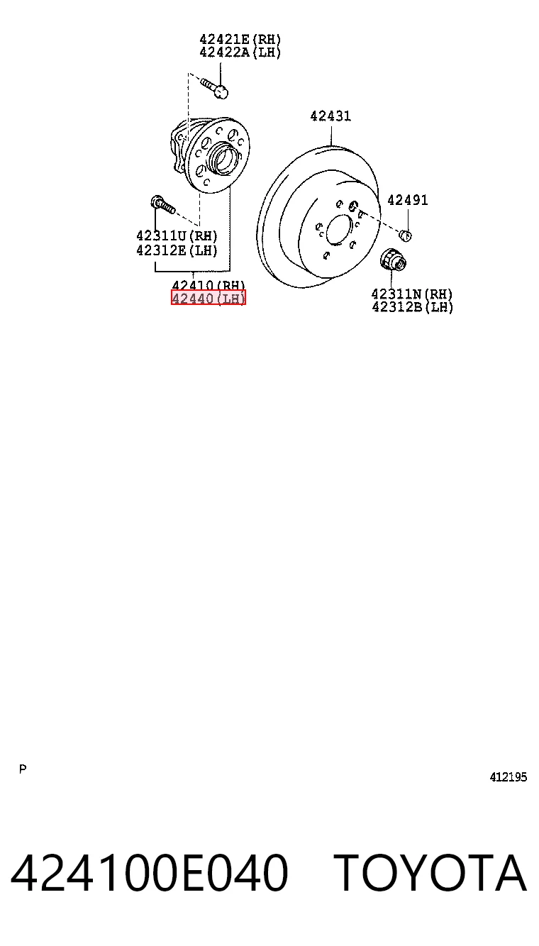 424100E040 Toyota Ступица задняя