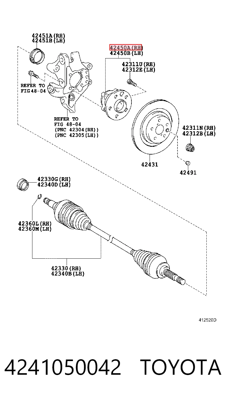 4241050042 Toyota Ступица задняя