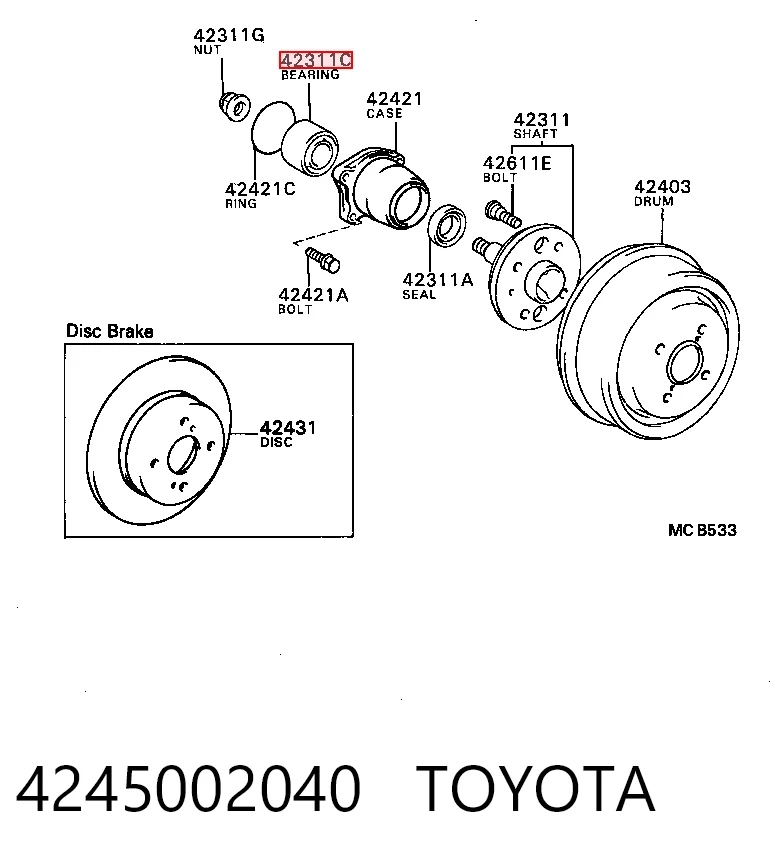 Подшипник ступицы задней на Toyota Corolla  E8