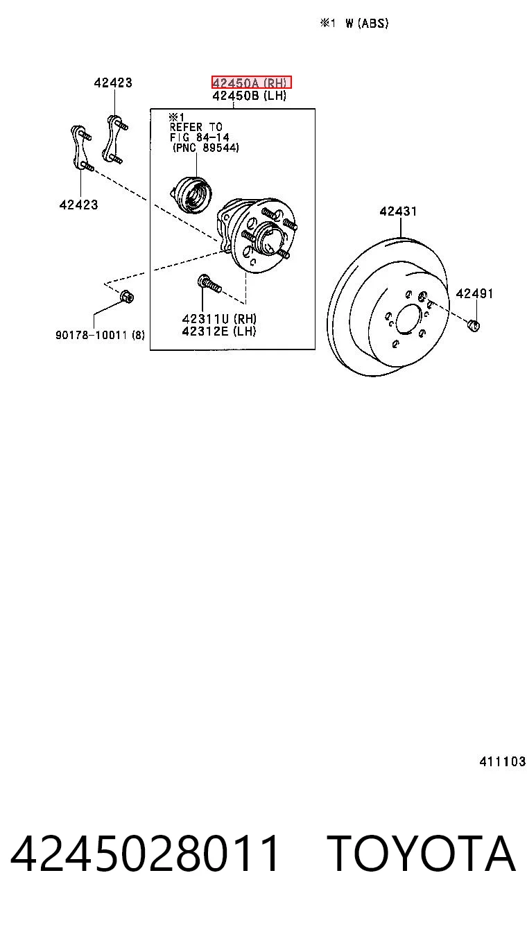 4245028011 Toyota Ступица задняя