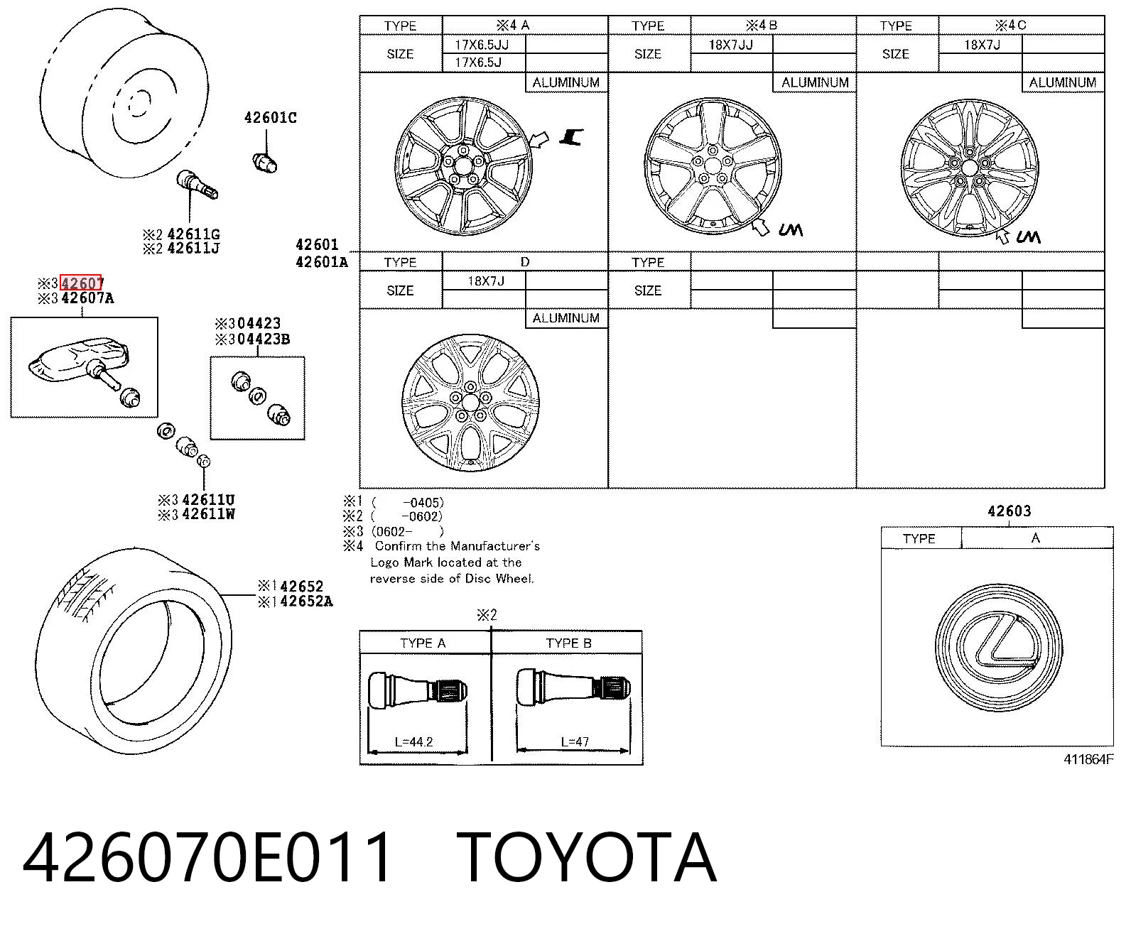 426070E011 Toyota Манометр воздушный