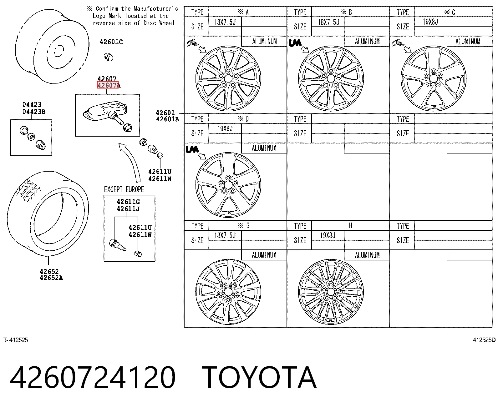 Датчик шин Toyota Avensis II седан (T25) (2003 - 2008) цена, от 30.44 USD