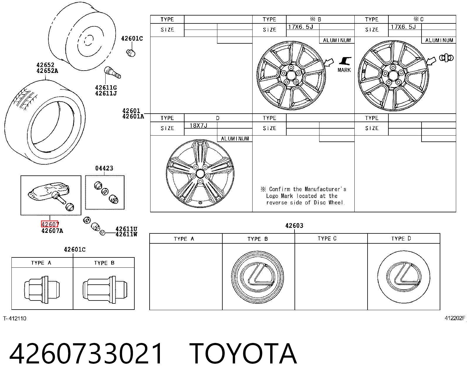 4260733021 Toyota Манометр воздушный