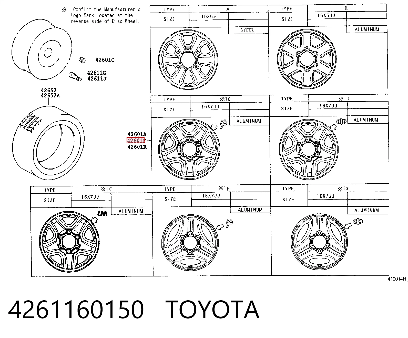 4261160150 Toyota