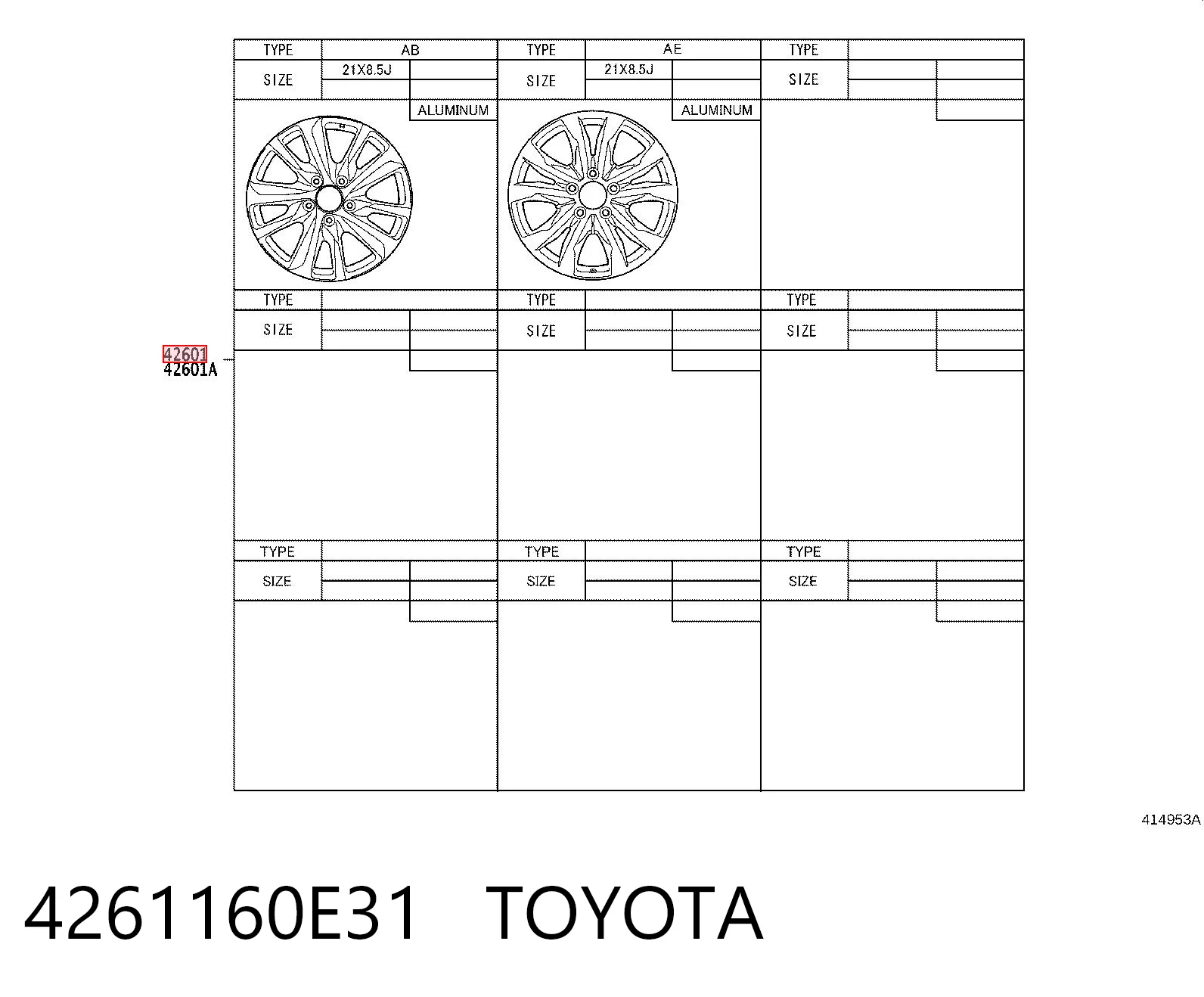 4261160E31 Toyota